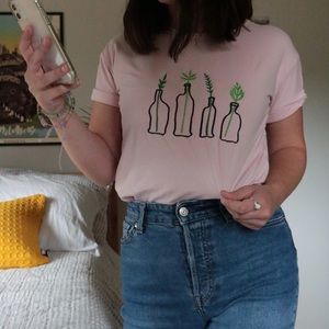 hand embroidered plant shirt!